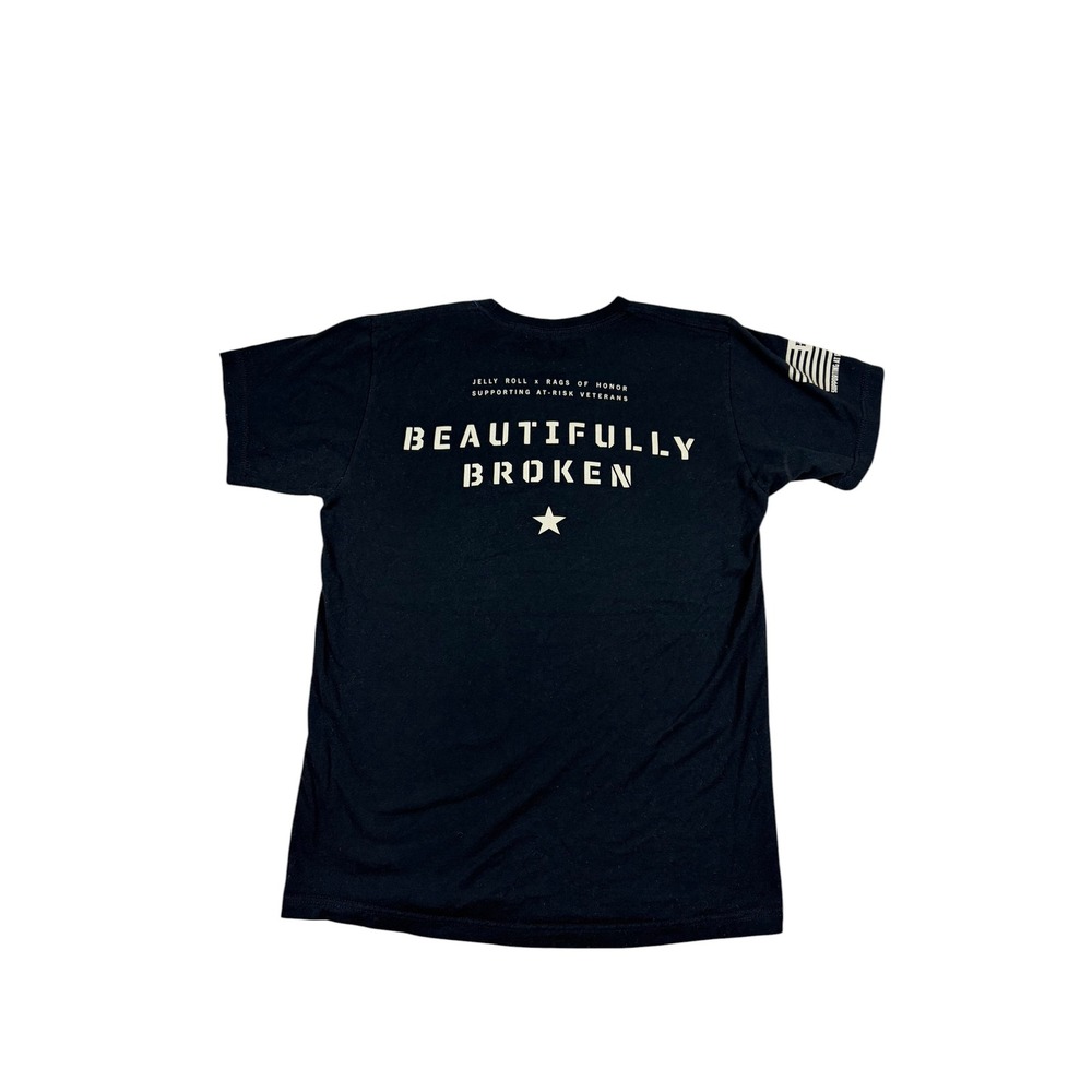 Jelly Roll Rags of Honor Beautifully Broken Black Graphic T-Shirt Mens Medium - Picture 2 of 4